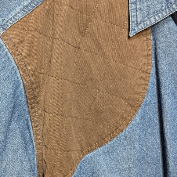Wrangler Rugged Wear Blue Denim Shirt with Brown Details Size XXL 18-18.5 - Picture 3 of 9